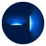 Two separate beams of light - like doors opening - glow from the centre of the screen, one to the right, and another upward.
